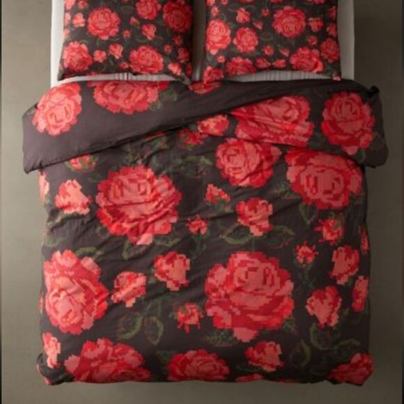 NWT Rose Breezy Cotton Percale Duvet Cover KING SIZE 💯 COTTON 96x104 - Picture 1 of 7
